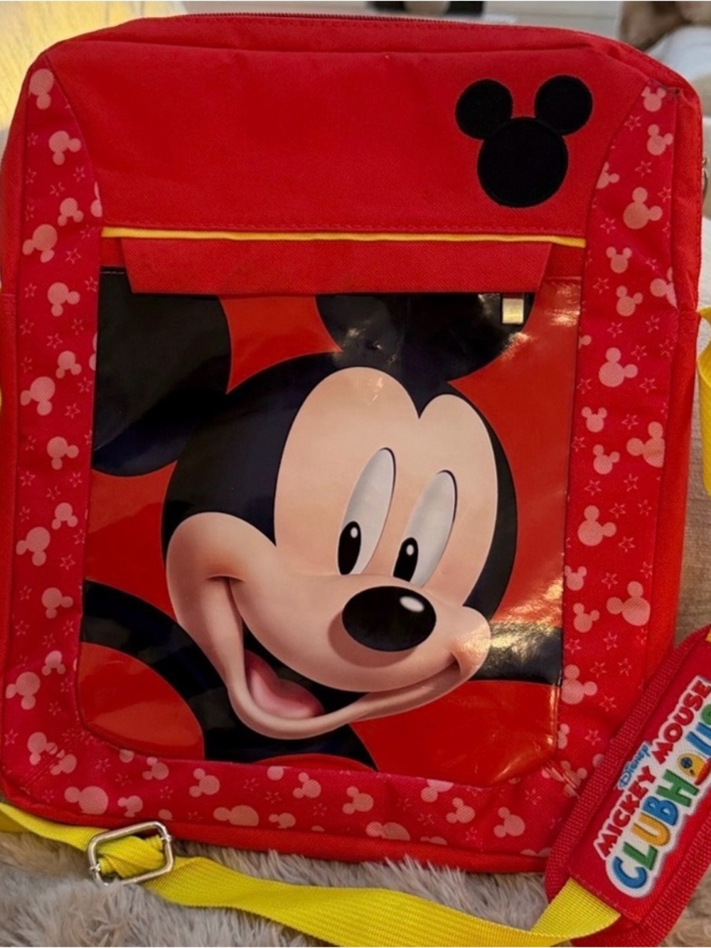 Disney Mickey Mouse Kids Crossbody Bag iPad Case Red Yellow Adjustable Strap